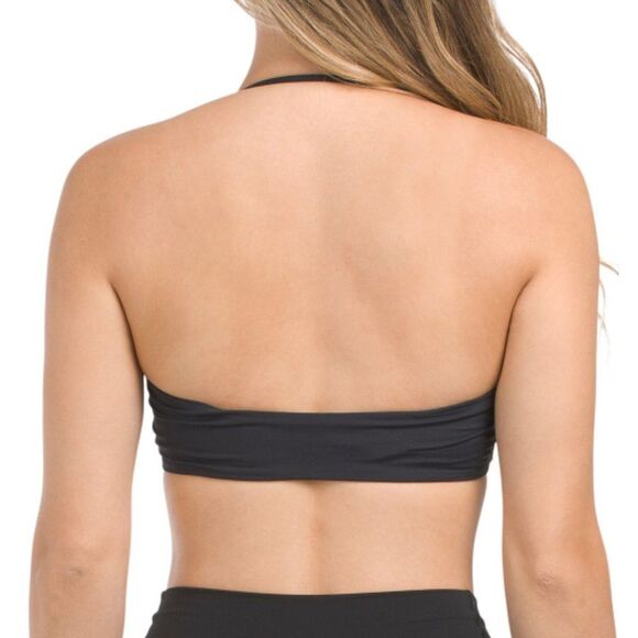 New L*SPACE Black Voltaire Swim Bikini Top With Gold Chain Detail Small NWT - Picture 3 of 12